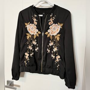 Design Lab Embroidered Bomber Jacket